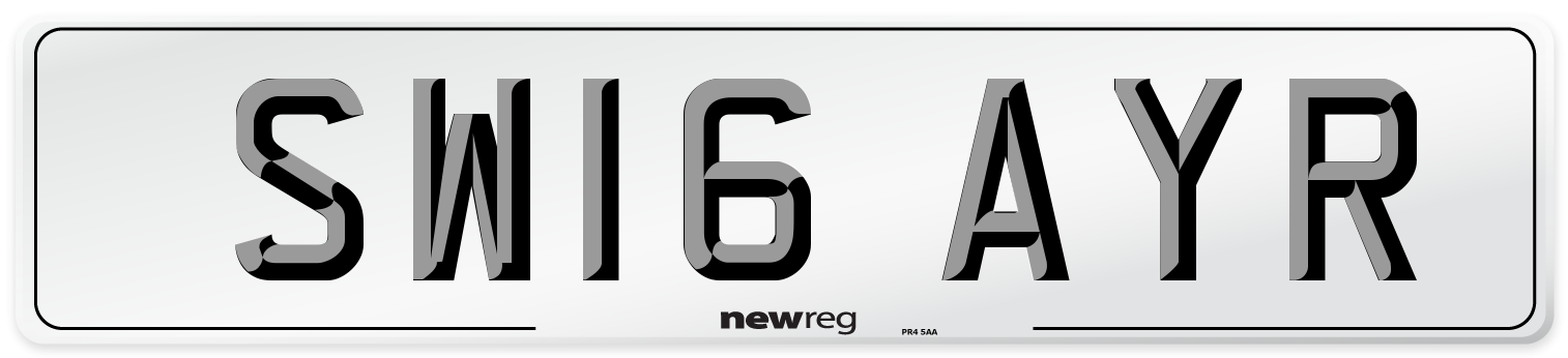 SW16 AYR Number Plate from New Reg